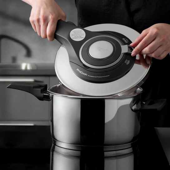 Jumbo Procook 6 Litre Siyah Açık Gri Paslanmaz Çelik Düdüklü Tencere