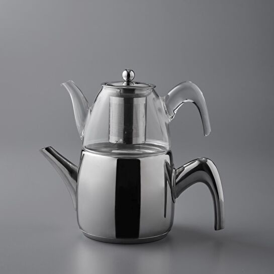 Jumbo 6500 Cam Demlikli Full Metal Sap İndüksiyon Tabanlı Çaydanlık