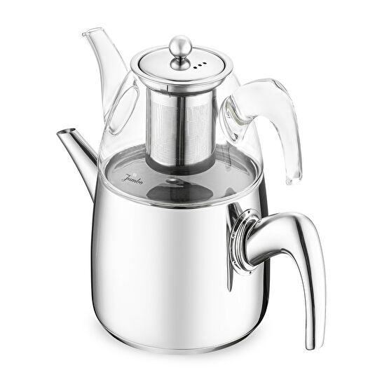 Jumbo 6500 Cam Demlikli Full Metal Sap İndüksiyon Tabanlı Çaydanlık