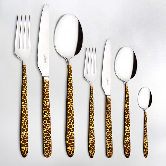 Jumbo 9400 Safari Black Gold 12 Kişilik 84 Parça Çatal Kaşık Bıçak Takımı