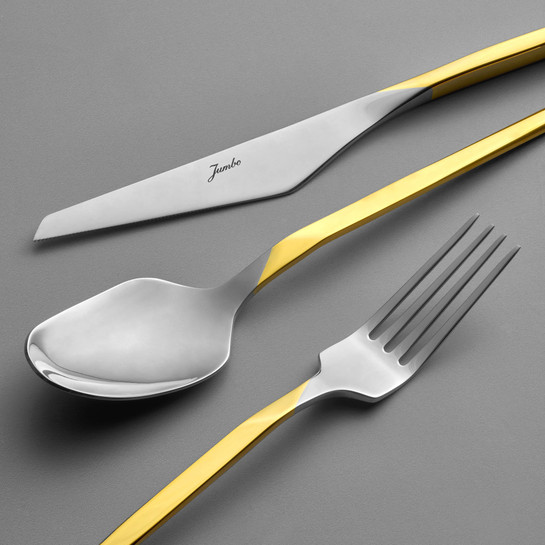 Jumbo 5100 Quartz Altın 12 Kişilik 84 Parça Çatal Kaşık Bıçak Takımı