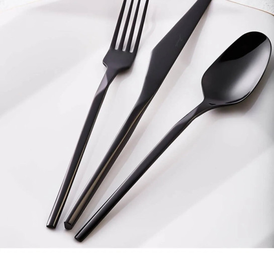 Jumbo 5100 Quartz Titanyum Siyah 12 Kişilik 84 Parça Çatal Kaşık Bıçak Takımı