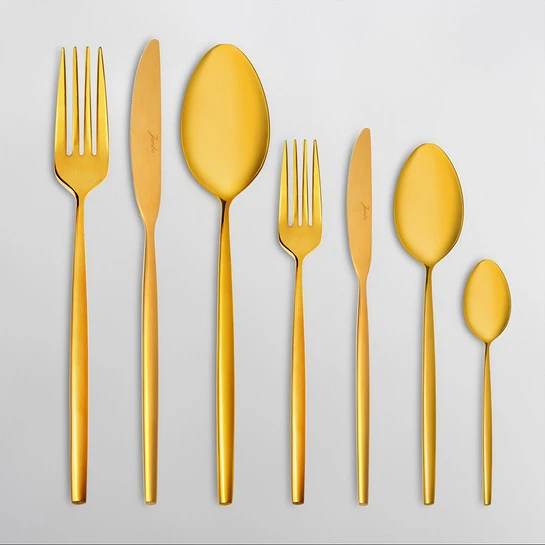 Jumbo 5900 Infinity Titanyum Gold 12 Kişilik 84 Parça Çatal Kaşık Bıçak Takımı