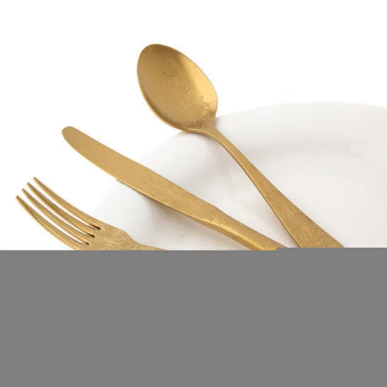 Jumbo Antique Titanyum Mat Gold 12 Kişilik 84 Parça Çatal Kaşık Bıçak Takımı