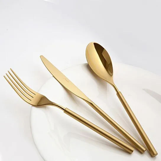 Jumbo 6000 Roller Titanyum Mat Gold 12 Kişilik 84 Parça Çatal Kaşık Bıçak Takımı