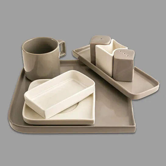 Jumbo Quadro Grey 6 Kişilik 27 Parça Kare Kahvaltı Takımı