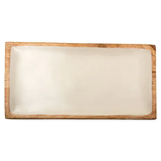 Jumbo Creme Ahşap Tepsi Dikdörtgen 38|5x15 cm