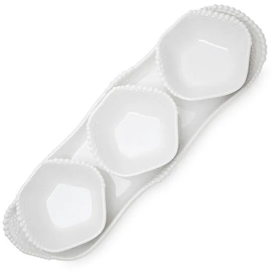 Jumbo Maris Melamin 4'lü Beyaz Tepsili Kase Seti