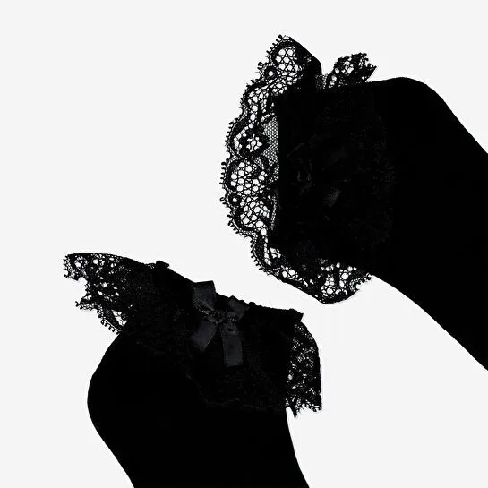 Flying Tiger Copenhagen Gotik Tasarımlı Siyah Çorap 36/38