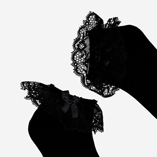 Flying Tiger Copenhagen Gotik Tasarımlı Siyah Çorap 39/41