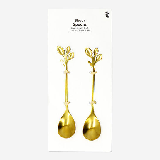 Flying Tiger Copenhagen Yaprak Şeklinde 2'li Paslanmaz Çelik Altın Kaşık Seti