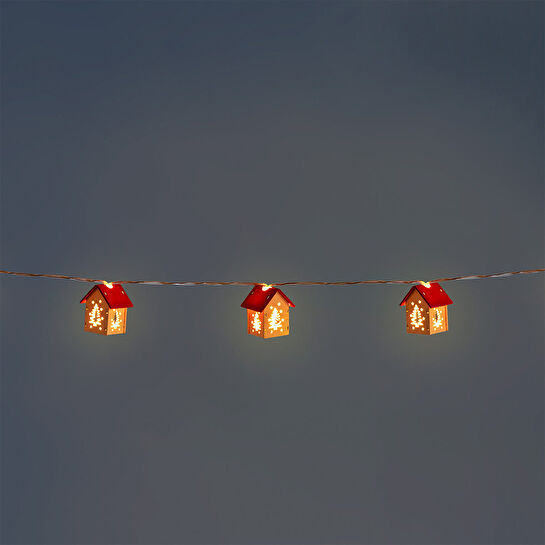 Flying Tiger Copenhagen Zamanlayıcılı Ahşap Ev Şekilli Yılbaşı Ağacı Işığı