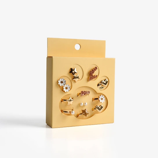 Flying Tiger Copenhagen Çocuklar İçin Gold Ayarlanabilir Yüzük ve Küpe Seti