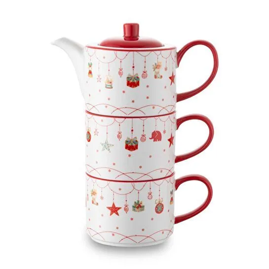 Jumbo New Year Janus Teapot ve 2'li Bardak Seti
