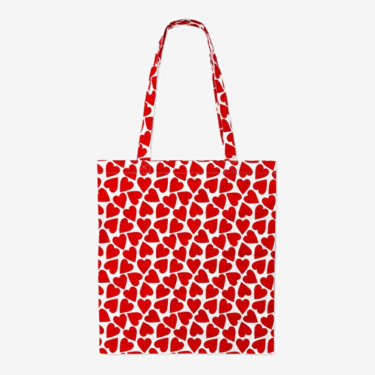 Flying Tiger Copenhagen Kırmızı Kalp Desenli Bez Çanta