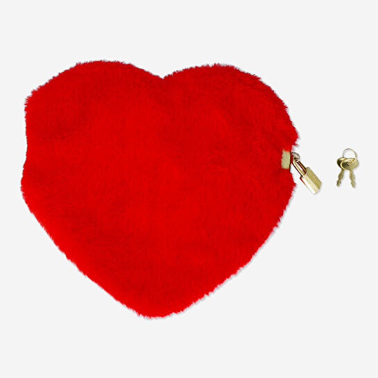 Flying Tiger Copenhagen Kalp Şekilli Peluş Kilitli Defter 20 cm x 19 cm