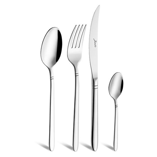 Jumbo 2002 24 Parça 6 Kişilik Tatlı Çatal Kaşık Bıçak Takımı Çelik