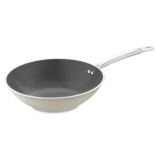 Jumbo Swiss Crystal Bej İndüksiyon Tabanlı Wok Tava 28 cm