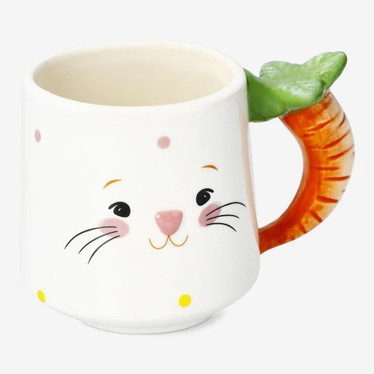 Flying Tiger Copenhagen Beyaz Tavşan Desenli Havuç Kulplu Kupa 300 ml