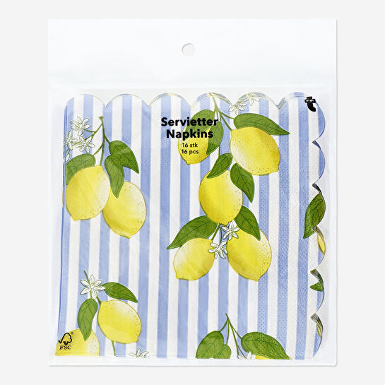 Flying Tiger Copenhagen 16'lı Limon Desenli Çizgili Peçete 16,5 cm x 16,5 cm