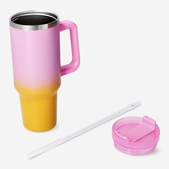 Flying Tiger Copenhagen Pembe Pipetli Paslanmaz Çelik Matara 1,2 L