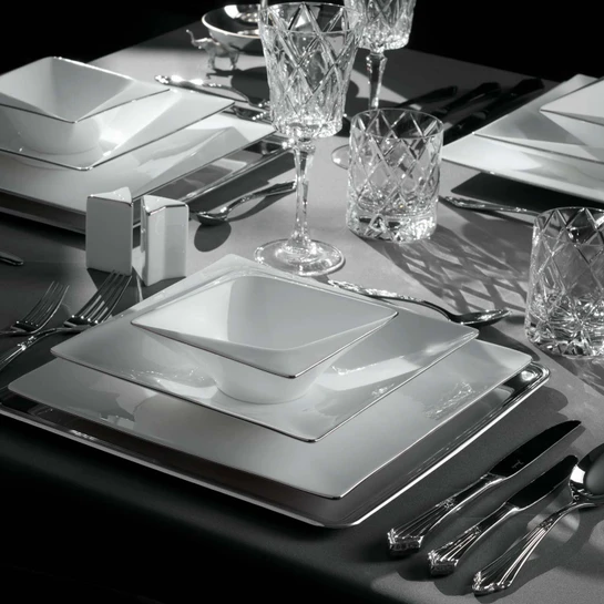 Jumbo Fold Platin 58 Parça 12 Kişilik Kare Yemek Takımı