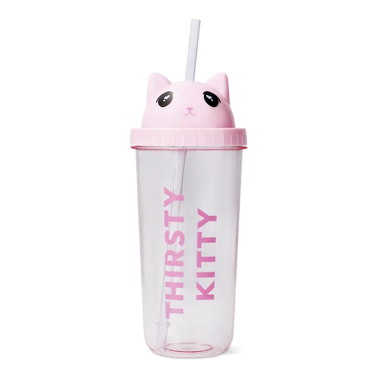 Flying Tiger Copenhagen Pipetli Kedi Detaylı Pembe Bardak