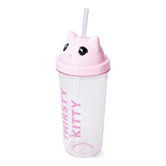 Flying Tiger Copenhagen Pipetli Kedi Detaylı Pembe Bardak