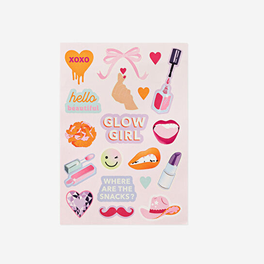 Flying Tiger Copenhagen Sticker Detaylı Pembe Mini Kozmetik Buzdolabı