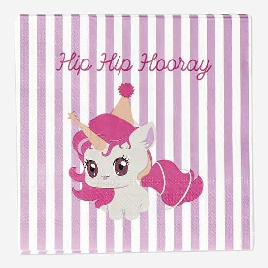 Flying Tiger Copenhagen 16'lı Pembe Unicorn Desenli Çizgili Kağıt Peçete