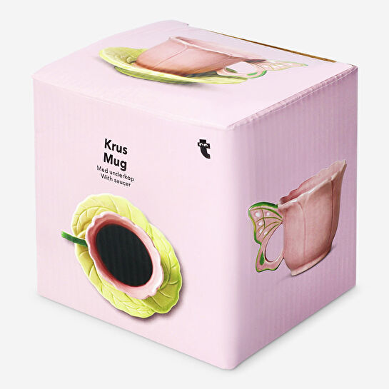 Flying Tiger Copenhagen Pembe Kelebek Detaylı Seramik Fincan Seti 110 ml