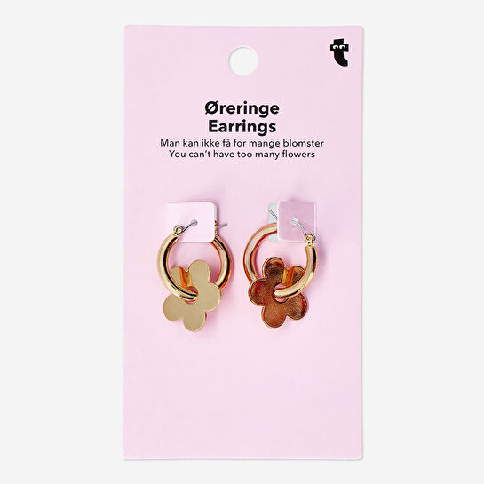 Flying Tiger Copenhagen Çiçek Detaylı Gold Halka Küpe