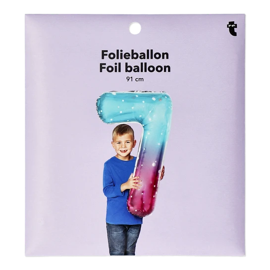 Flying Tiger Copenhagen Büyük Pembe Mavi Parlak 7 Numaralı Folyo Balon