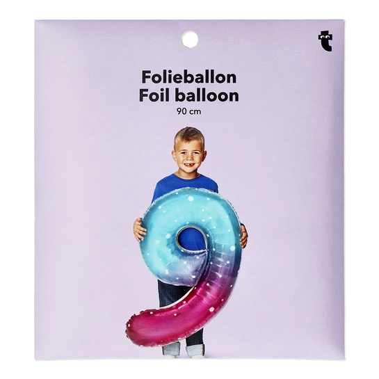 Flying Tiger Copenhagen Büyük Pembe Mavi Parlak 9 Numaralı Folyo Balon