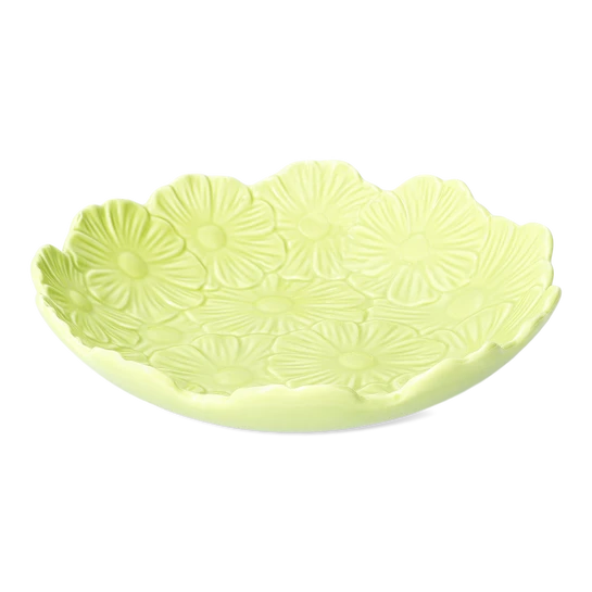 Flying Tiger Copenhagen Büyük Yeşil Çiçek Desenli Seramik Salata Kasesi
