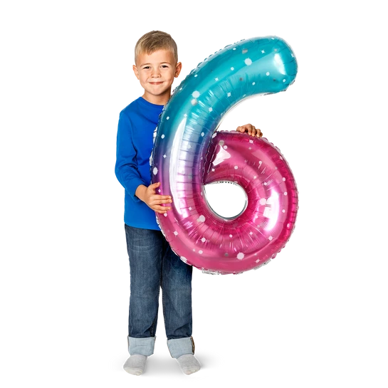 Flying Tiger Copenhagen Büyük Pembe Mavi Parlak 6 Numaralı Folyo Balon