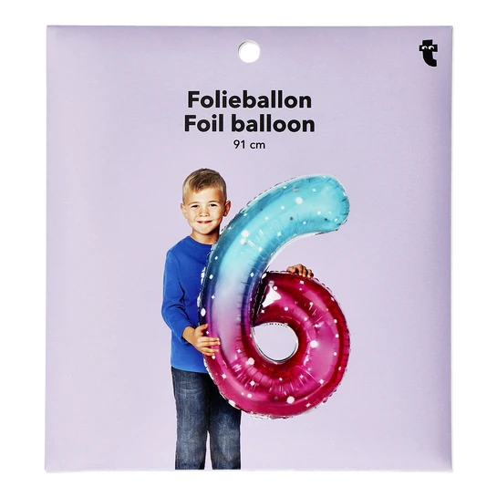 Flying Tiger Copenhagen Büyük Pembe Mavi Parlak 6 Numaralı Folyo Balon