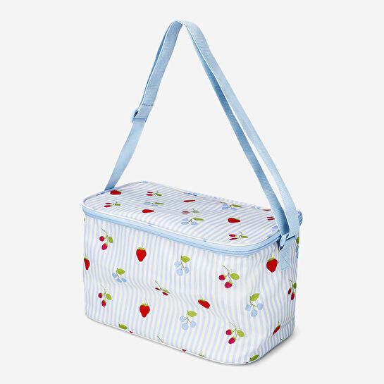 Flying Tiger Copenhagen Meyve Desenli Mavi Çizgili Soğutucu Çanta