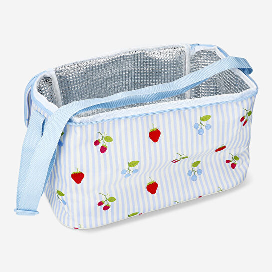 Flying Tiger Copenhagen Meyve Desenli Mavi Çizgili Soğutucu Çanta