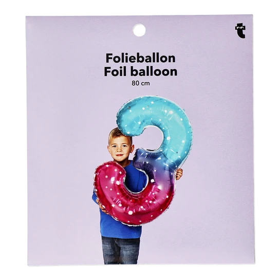 Flying Tiger Copenhagen Pembe Mavi Parlak 3 Numaralı Folyo Balon