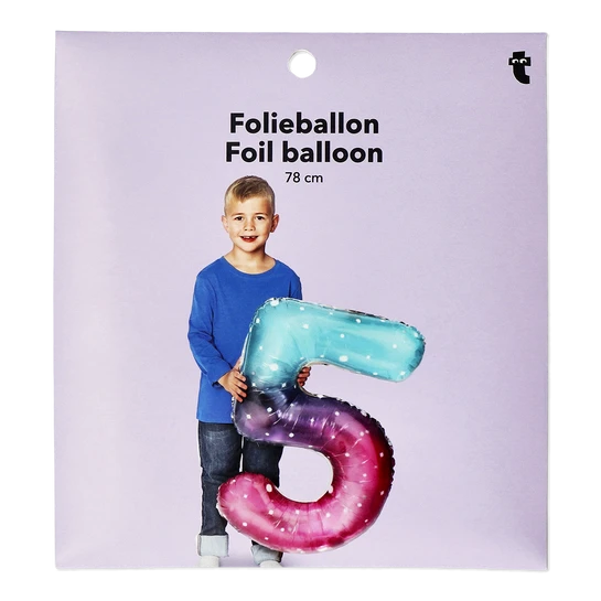 Flying Tiger Copenhagen Büyük Pembe Mavi Parlak 5 Numaralı Folyo Balon
