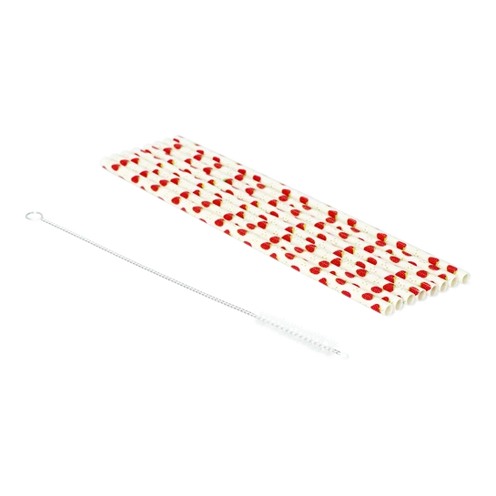 Flying Tiger Copenhagen 8'li Kırmızı Çilek Desenli Plastik Pipet