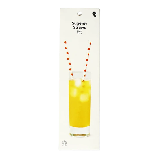 Flying Tiger Copenhagen 8'li Kırmızı Çilek Desenli Plastik Pipet