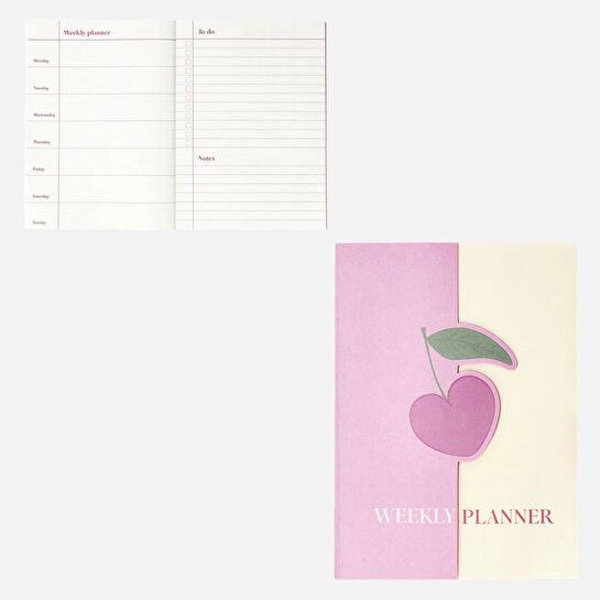 Flying Tiger Copenhagen Pembe Kiraz Desenli Haftalık Planlayıcı Defter