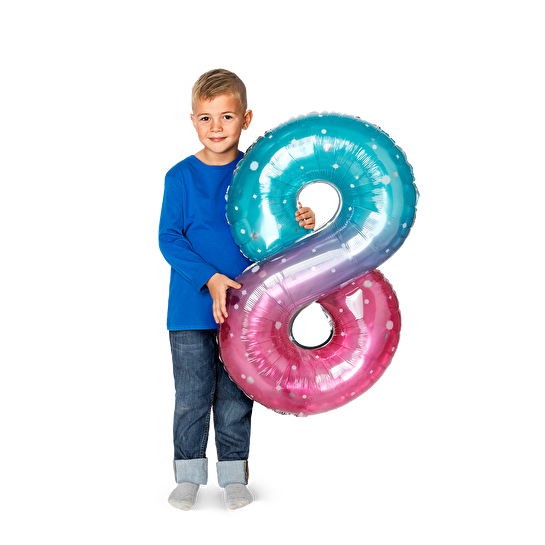 Flying Tiger Copenhagen Pembe Mavi Parlak 8 Numaralı Folyo Balon