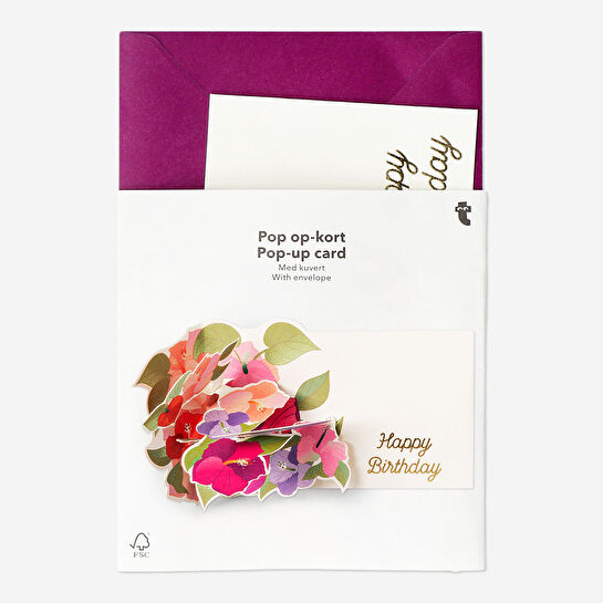 Flying Tiger Copenhagen Pop-up Pembe Çiçek Detaylı Doğum Günü Kartı