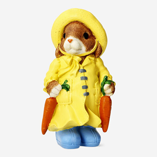 Flying Tiger Copenhagen Sarı Yağmurluk Detaylı Dekoratif Tavşan 19,6 cm