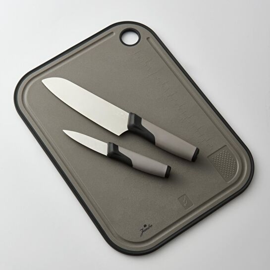 Jumbo Smart Grey Kesme Tahtası ve 2'li Bıçak Seti