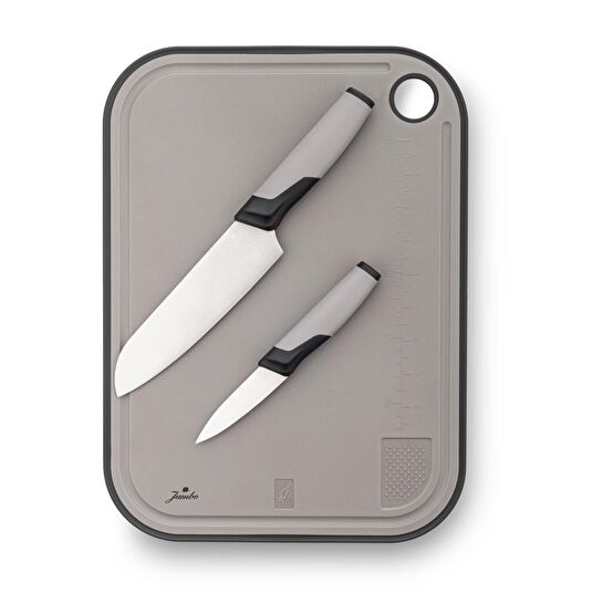 Jumbo Smart Grey Kesme Tahtası ve 2'li Bıçak Seti