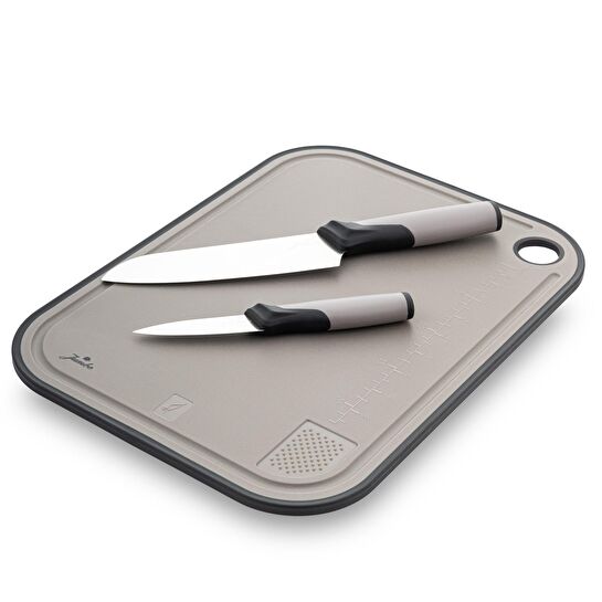 Jumbo Smart Grey Kesme Tahtası ve 2'li Bıçak Seti